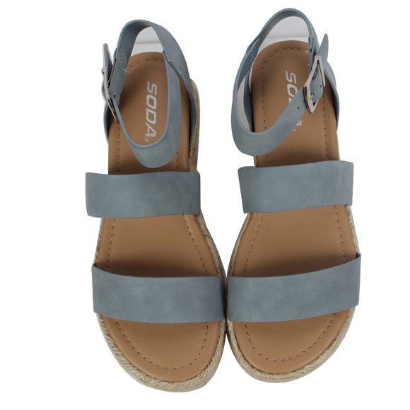 Size 10 Blue Open Toe Strappy Ankle Strap Espadril - Picture 4 of 6